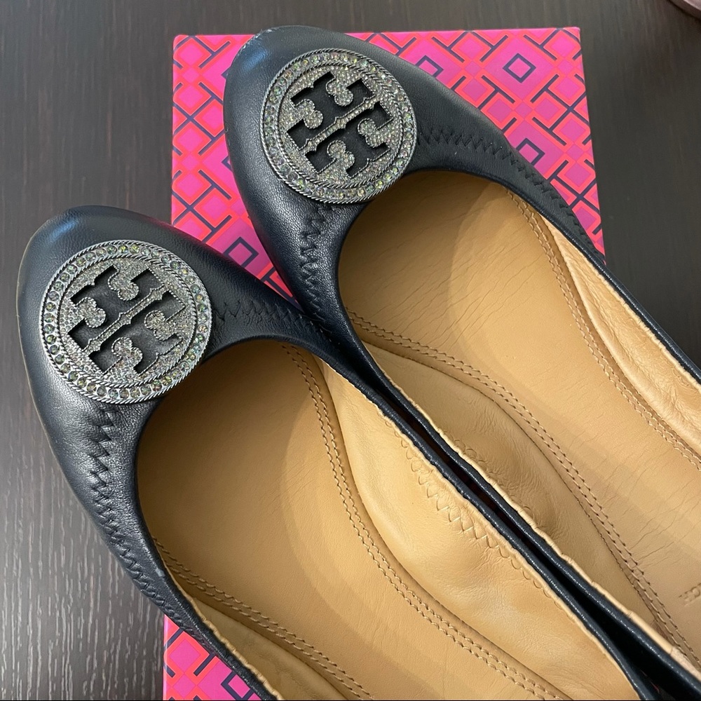 Tory Burch Women’s Liana Navy Blue Ballet Flats Shoes Size 8